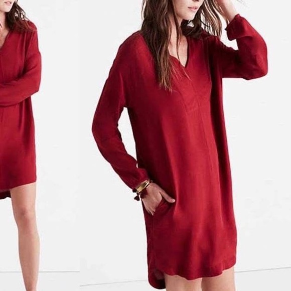 Madewell Maroon Du Jour Shift Dress - Picture 6 of 6
